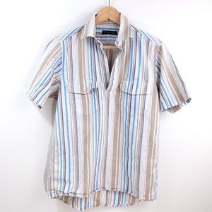 Kenneth Cole Striped Summer Linen Polo small